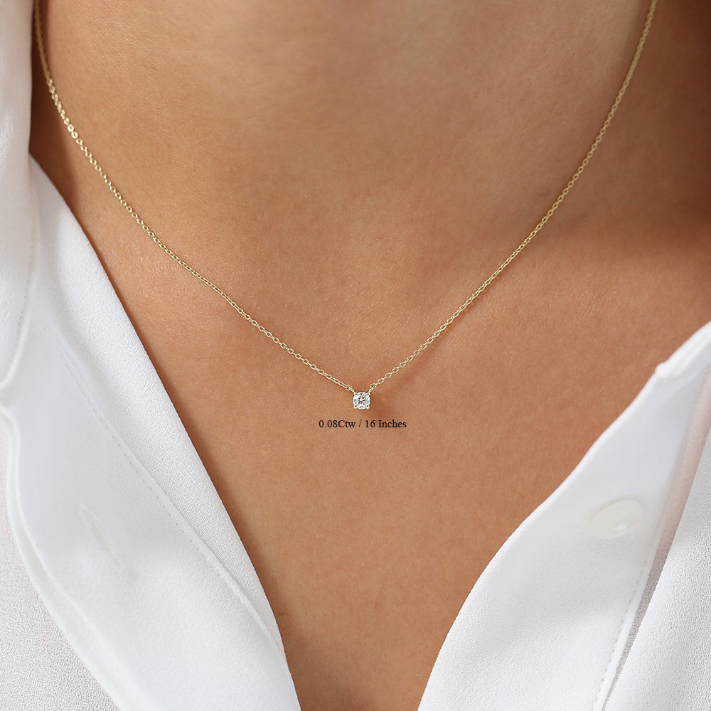 Bezel Set Solitaire Necklace in 14k White Gold - Bullion & Diamond Co.